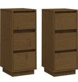 VidaXL Dressoirs 2 st 32x34x75 cm massief grenenhout honingbruin