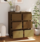 VidaXL Dressoirs 2 st 32x34x75 cm massief grenenhout honingbruin
