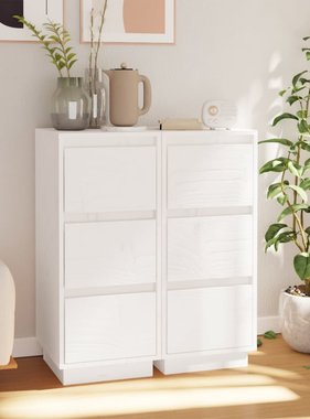 VidaXL Dressoirs 2 st 32x34x75 cm massief grenenhout wit