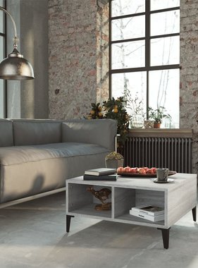 VidaXL Salontafel 60x60x30 cm spaanplaat grijs sonoma eikenkleurig