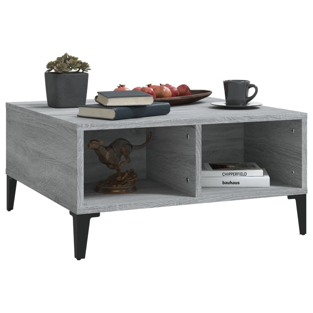 VidaXL Salontafel 60x60x30 cm spaanplaat grijs sonoma eikenkleurig