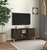 VidaXL Tv-meubel met houten poten 103,5x35x50 cm gerookt eikenkleurig