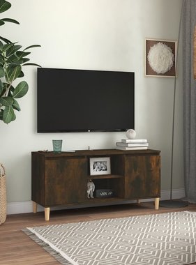 VidaXL Tv-meubel met houten poten 103,5x35x50 cm gerookt eikenkleurig