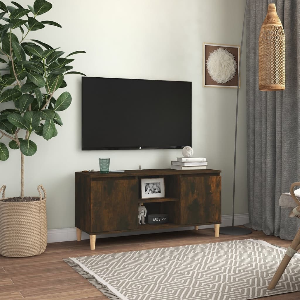 VidaXL Tv-meubel met houten poten 103,5x35x50 cm gerookt eikenkleurig