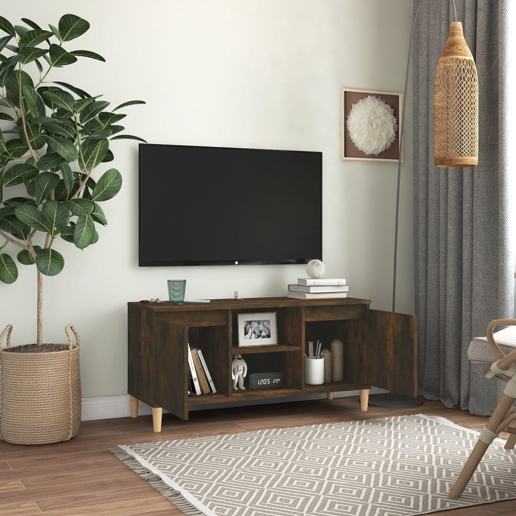 VidaXL Tv-meubel met houten poten 103,5x35x50 cm gerookt eikenkleurig