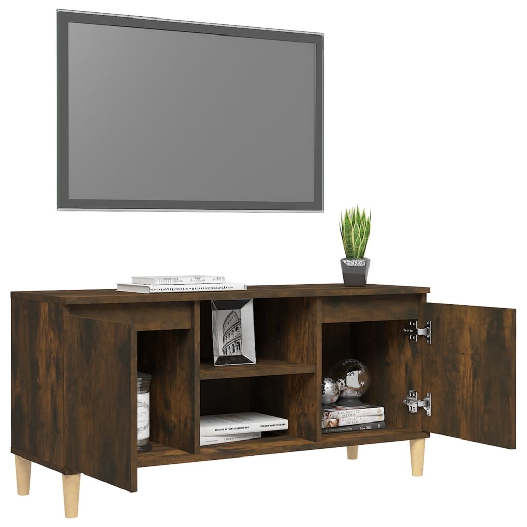 VidaXL Tv-meubel met houten poten 103,5x35x50 cm gerookt eikenkleurig