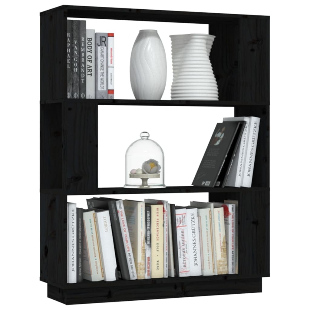 vidaXL Boekenkast/kamerscherm 80x25x101 cm massief grenenhout zwart