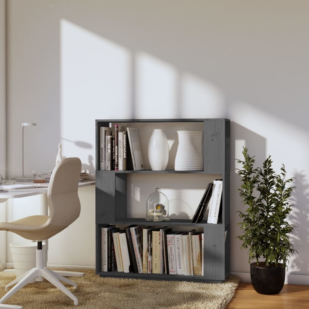 vidaXL Boekenkast/kamerscherm 80x25x101 cm massief grenenhout grijs