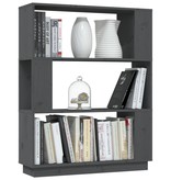 vidaXL Boekenkast/kamerscherm 80x25x101 cm massief grenenhout grijs