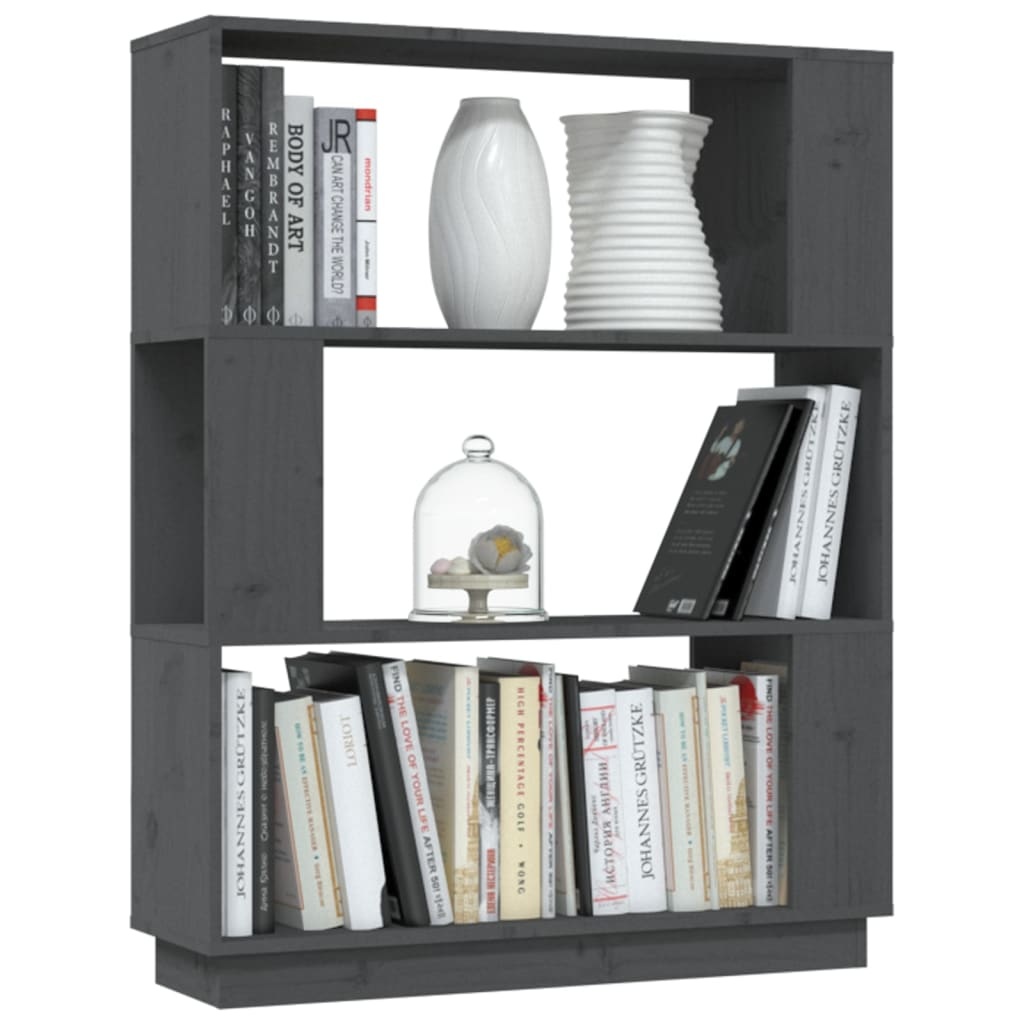 vidaXL Boekenkast/kamerscherm 80x25x101 cm massief grenenhout grijs