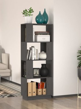 vidaXL Boekenkast/kamerscherm 51x25x132 cm massief grenenhout grijs