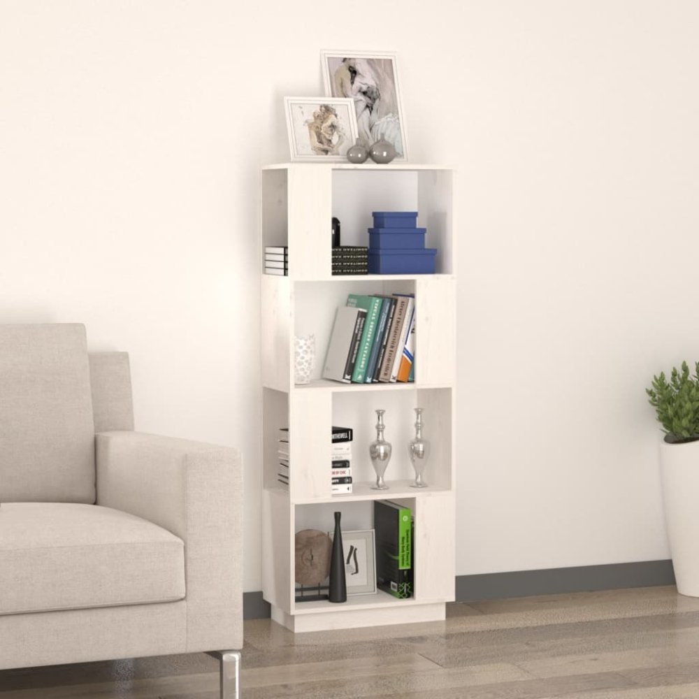 vidaXL Boekenkast/kamerscherm 51x25x132 cm massief grenenhout wit