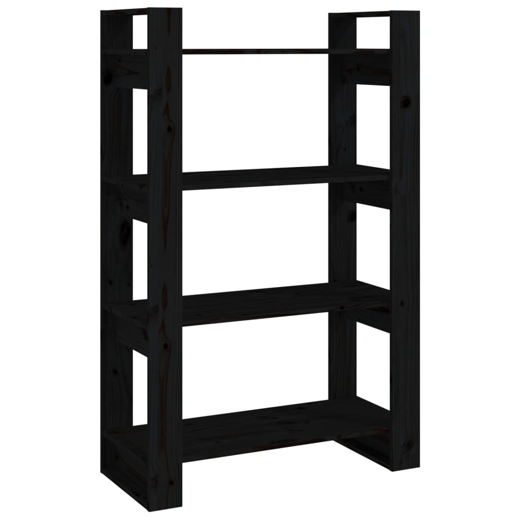 VidaXL Boekenkast/kamerscherm 80x25x125 cm massief grenenhout zwart