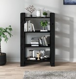 VidaXL Boekenkast/kamerscherm 80x25x125 cm massief grenenhout zwart
