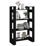 VidaXL Boekenkast/kamerscherm 80x25x125 cm massief grenenhout zwart