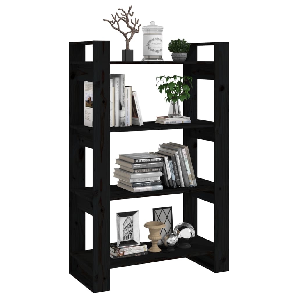 VidaXL Boekenkast/kamerscherm 80x25x125 cm massief grenenhout zwart