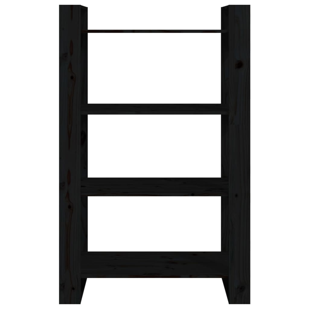 VidaXL Boekenkast/kamerscherm 80x25x125 cm massief grenenhout zwart