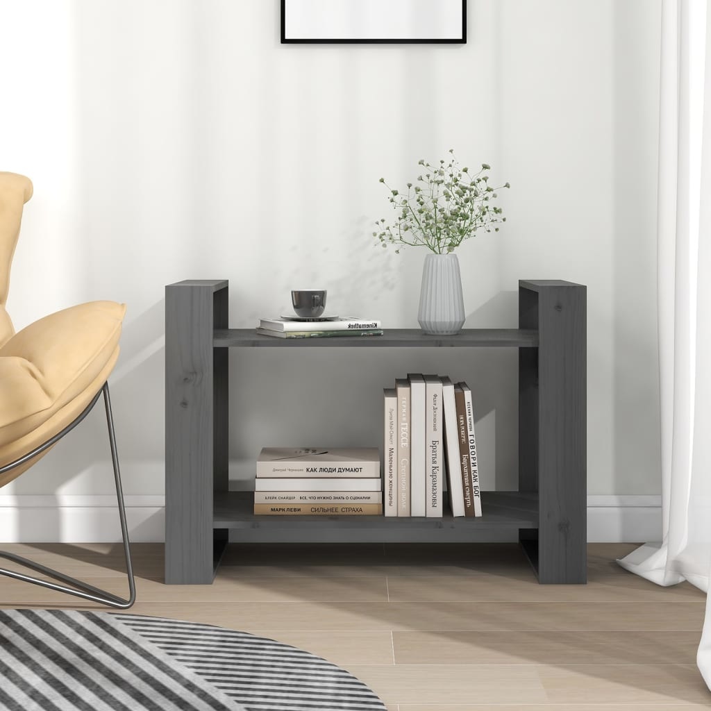 VidaXL Boekenkast/kamerscherm 80x35x56,5 cm massief grenenhout grijs