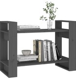 vidaXL Boekenkast/kamerscherm 80x35x56,5 cm massief grenenhout grijs