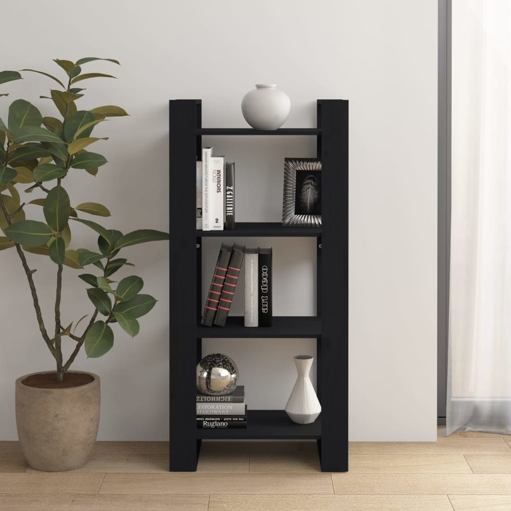 VidaXL Boekenkast/kamerscherm 60x35x125 cm massief hout zwart