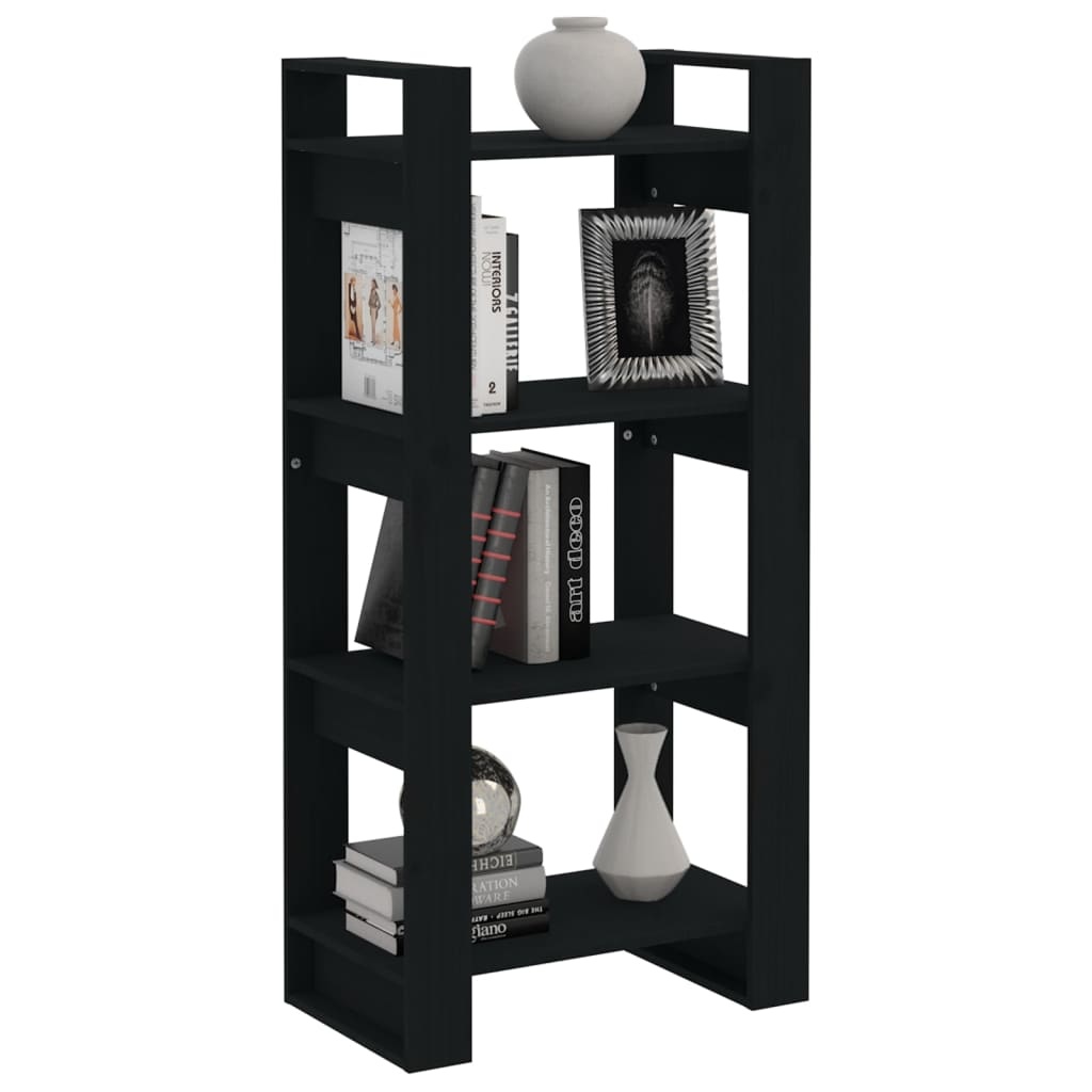 VidaXL Boekenkast/kamerscherm 60x35x125 cm massief hout zwart