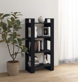 VidaXL Boekenkast/kamerscherm 60x35x125 cm massief hout zwart