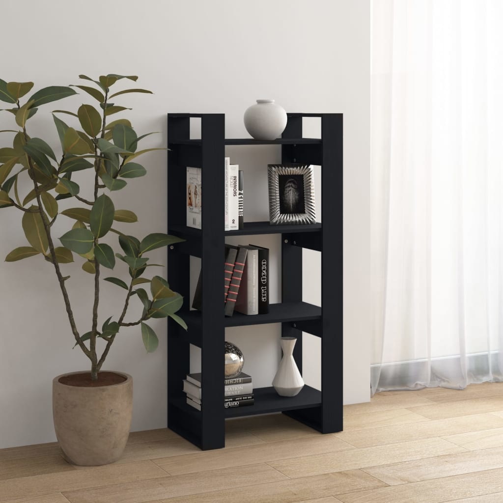 VidaXL Boekenkast/kamerscherm 60x35x125 cm massief hout zwart