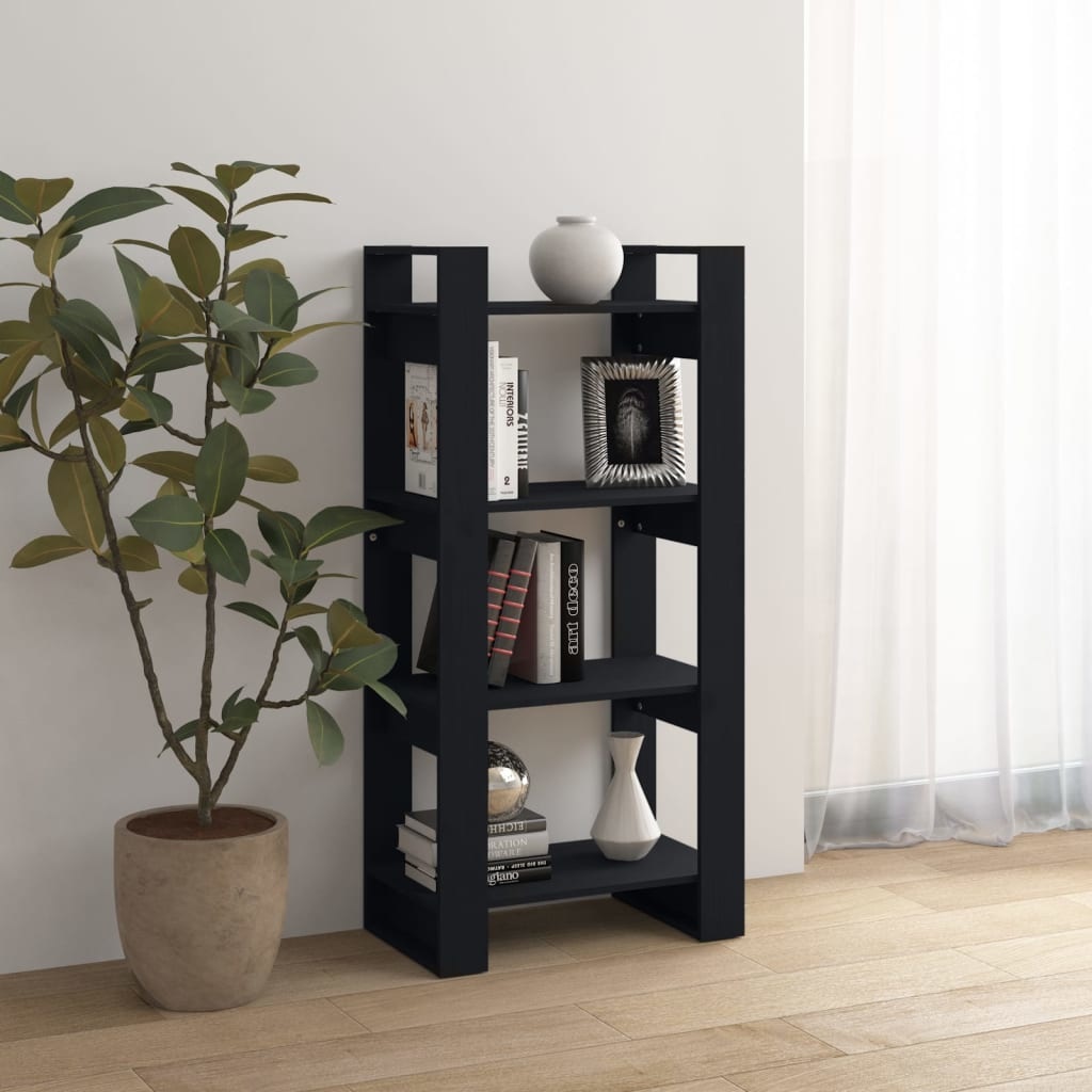 vidaXL Boekenkast/kamerscherm 60x35x125 cm massief hout zwart