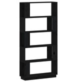 VidaXL Boekenkast/kamerscherm 80x25x163,5 cm massief grenenhout zwart