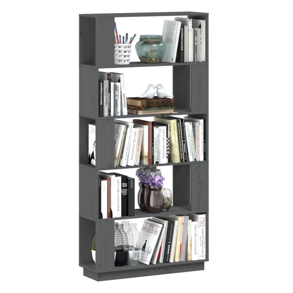 vidaXL Boekenkast/kamerscherm 80x25x163,5 cm massief grenenhout grijs