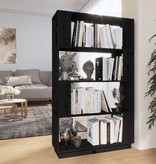 vidaXL Boekenkast/kamerscherm 80x25x132 cm massief grenenhout zwart