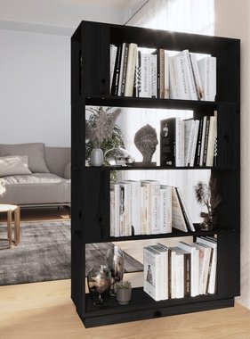 vidaXL Boekenkast/kamerscherm 80x25x132 cm massief grenenhout zwart