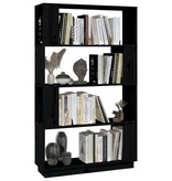 vidaXL Boekenkast/kamerscherm 80x25x132 cm massief grenenhout zwart