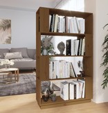 vidaXL Boekenkast/kamerscherm 80x25x132 cm massief hout honingbruin