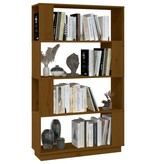 vidaXL Boekenkast/kamerscherm 80x25x132 cm massief hout honingbruin