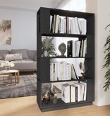 vidaXL Boekenkast/kamerscherm 80x25x132 cm massief grenenhout grijs