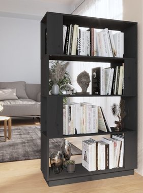 vidaXL Boekenkast/kamerscherm 80x25x132 cm massief grenenhout grijs