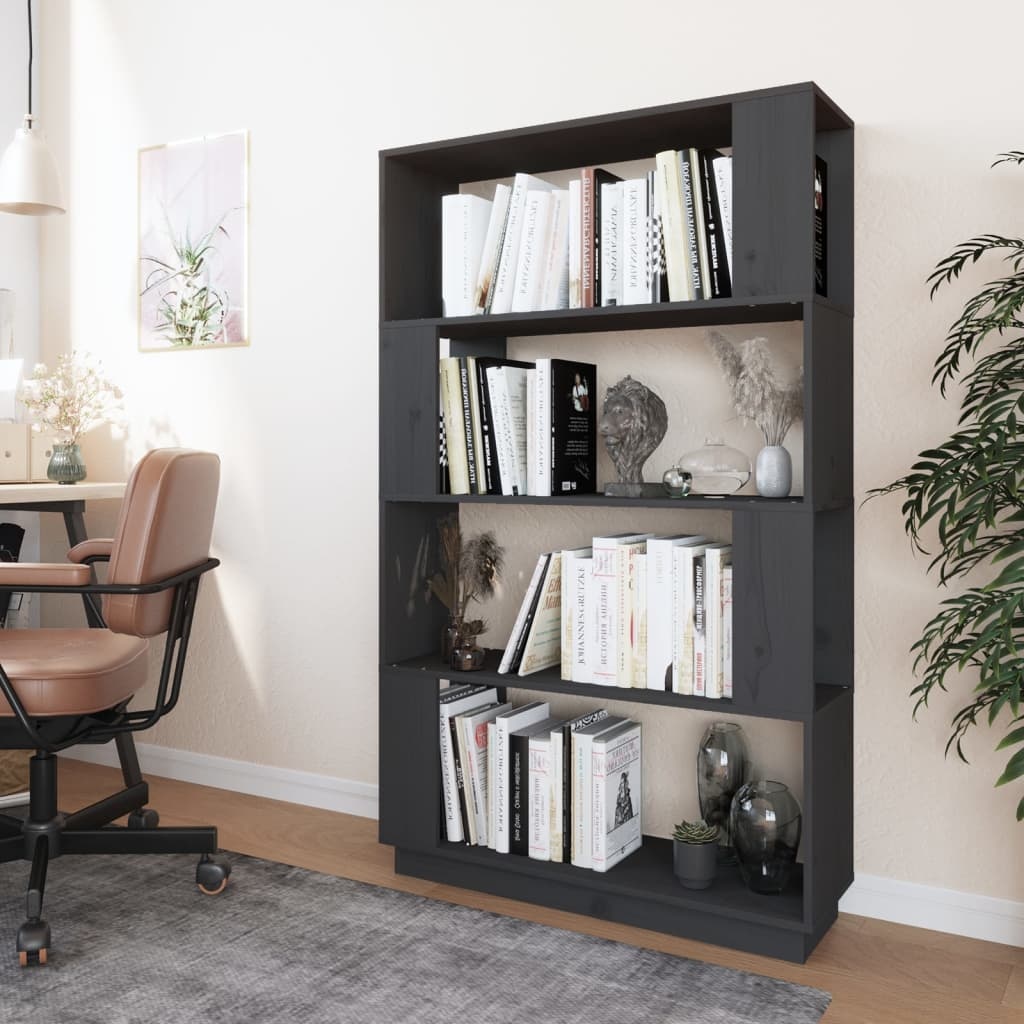 vidaXL Boekenkast/kamerscherm 80x25x132 cm massief grenenhout grijs