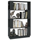 vidaXL Boekenkast/kamerscherm 80x25x132 cm massief grenenhout grijs