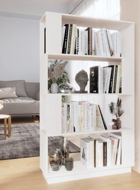 vidaXL Boekenkast/kamerscherm 80x25x132 cm massief grenenhout wit