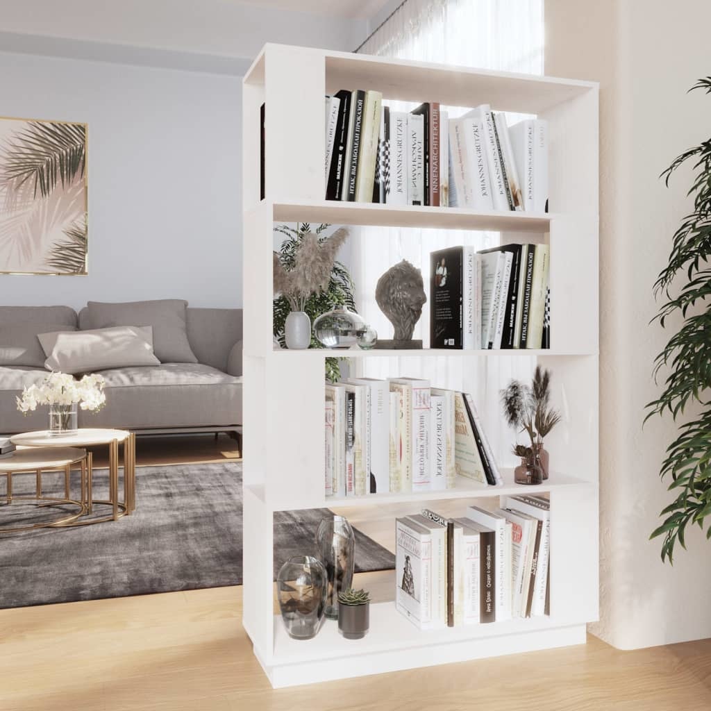 vidaXL Boekenkast/kamerscherm 80x25x132 cm massief grenenhout wit