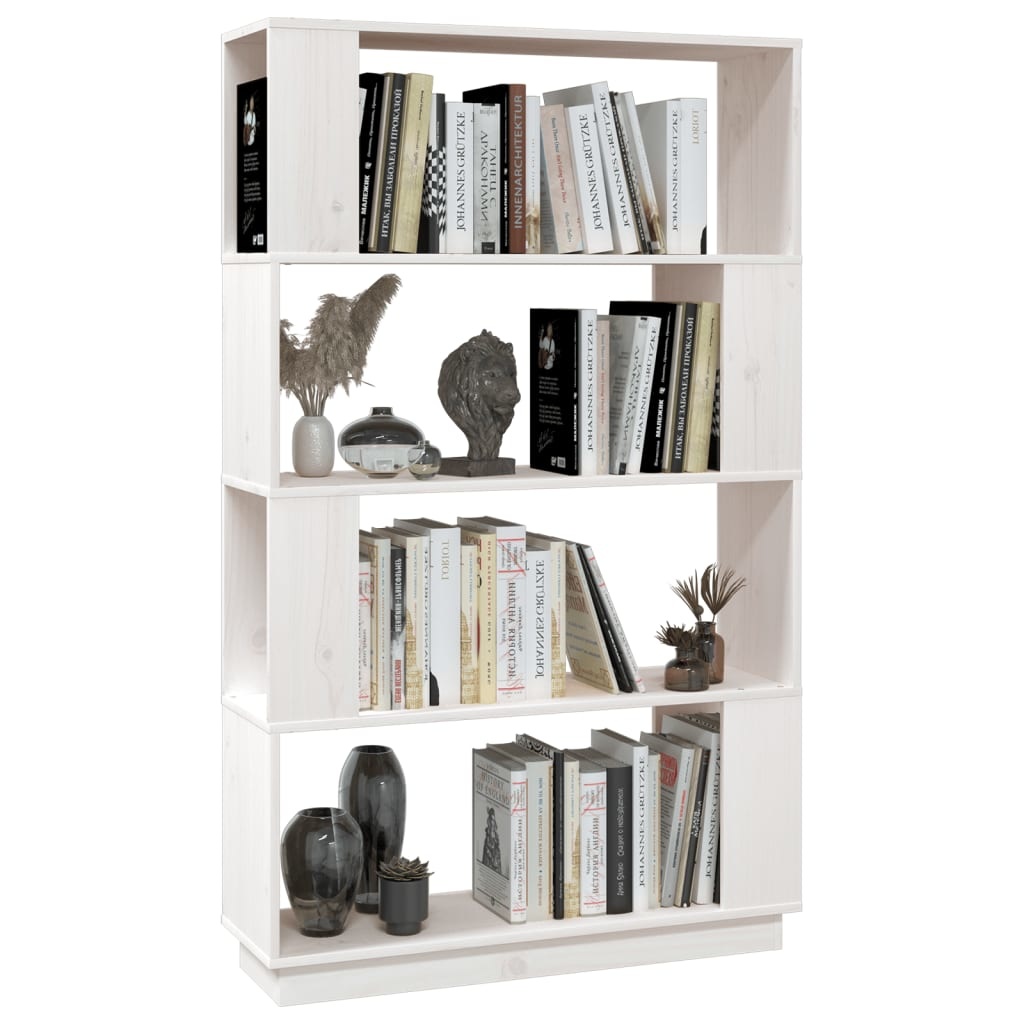 vidaXL Boekenkast/kamerscherm 80x25x132 cm massief grenenhout wit