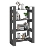 vidaXL Boekenkast/kamerscherm 80x35x125 cm massief grenenhout grijs