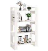 vidaXL Boekenkast/kamerscherm 80x35x125 cm massief grenenhout wit