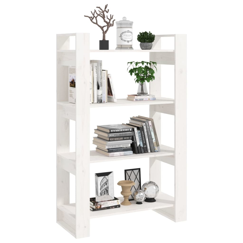 vidaXL Boekenkast/kamerscherm 80x35x125 cm massief grenenhout wit