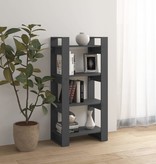 vidaXL Boekenkast/kamerscherm 60x35x125 cm massief hout grijs