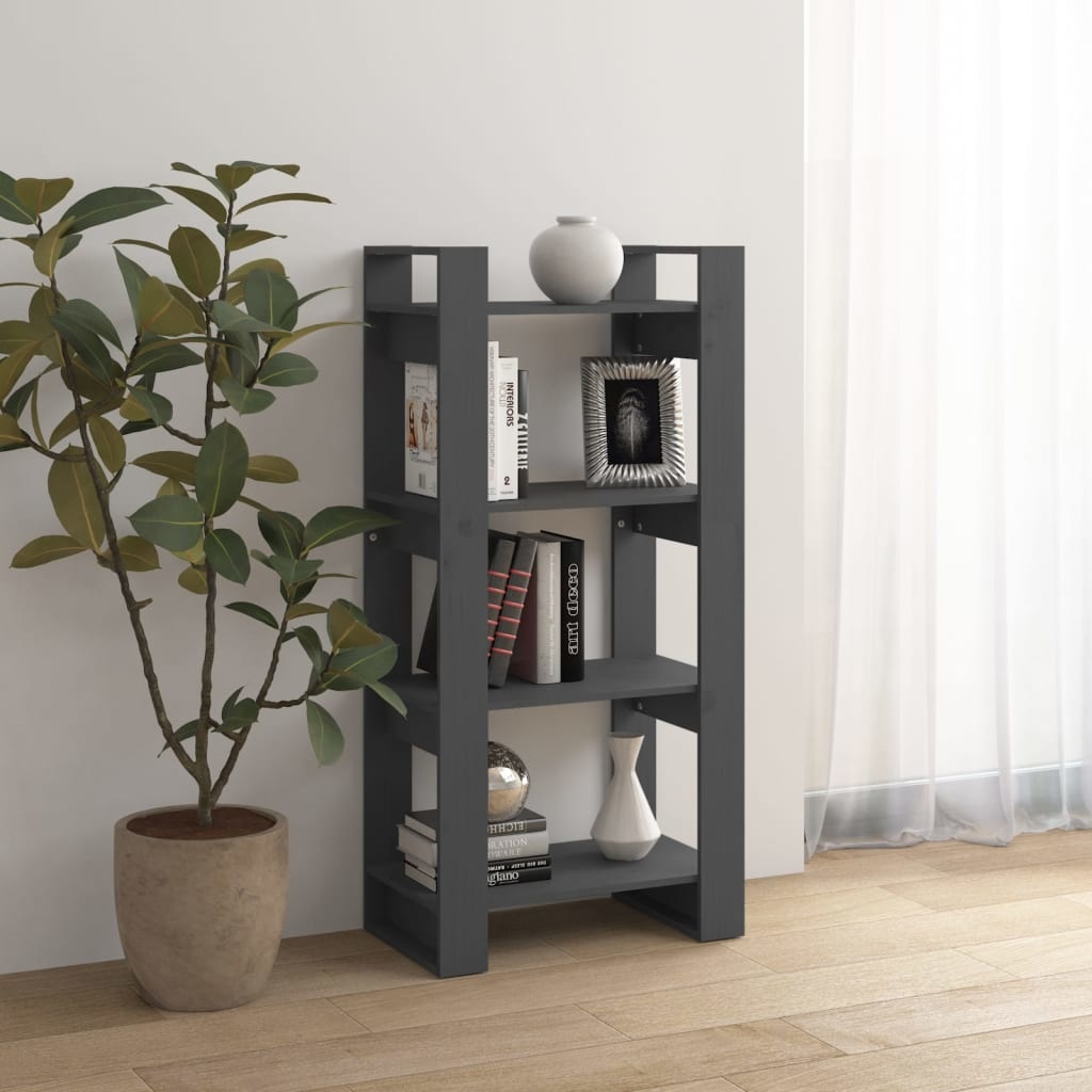 vidaXL Boekenkast/kamerscherm 60x35x125 cm massief hout grijs