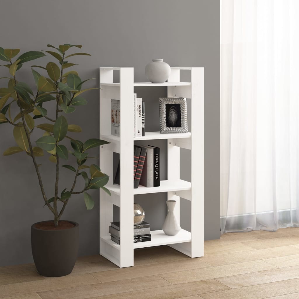 vidaXL Boekenkast/kamerscherm 60x35x125 cm massief hout wit