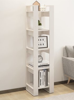 vidaXL Boekenkast/kamerscherm 41x35x160 cm massief grenenhout wit