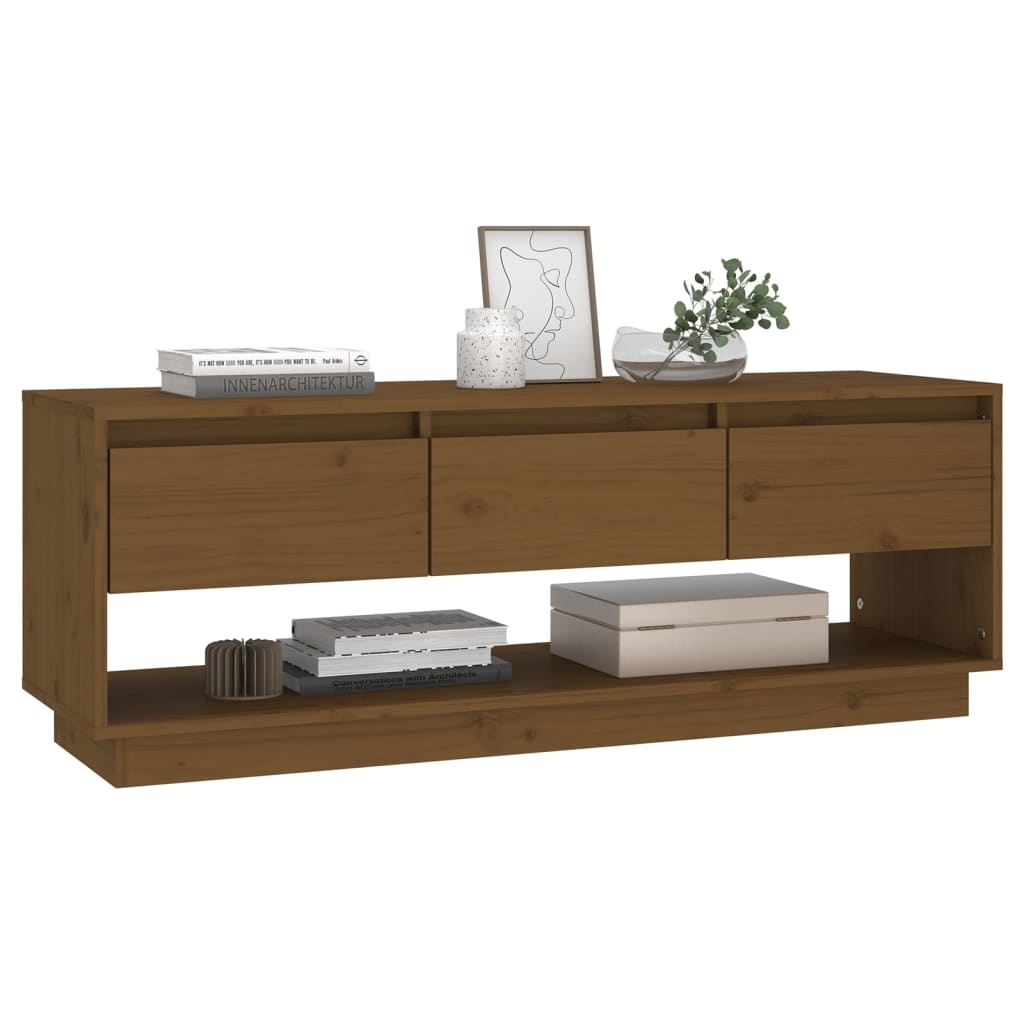 VidaXL Tv-meubel 110,5x34x40 cm massief grenenhout honingbruin